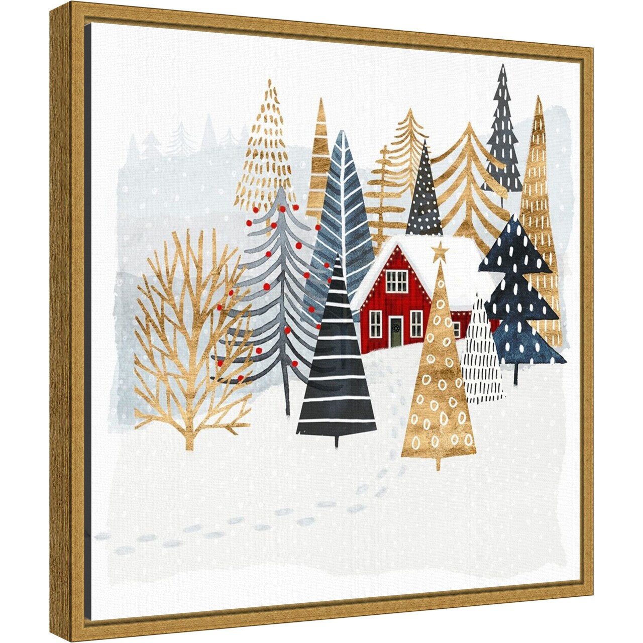 Christmas Chalet I Tree by Victoria Borges Canvas Wall Art Print Framed